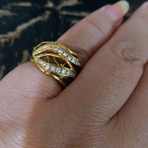 Gorgeous diamond ring 18k yellow gold from Belgium - Picture 7 of 8